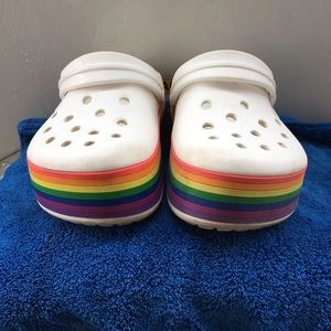 crocs platform rainbow